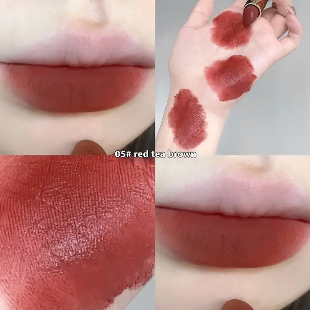 Matte Fake Plain Milk Tea Lipstick 5 Red Tea Red Brown - Shop at LoveMi
