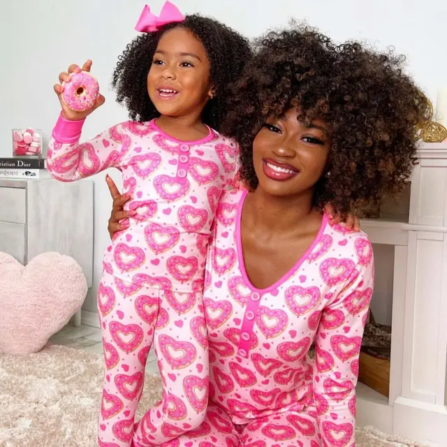 Beauty Clothing Valentine's Day Heart Printing Leisure Pajamas Pajamas Parent child Suit Picture Color B - Shop at LoveMi