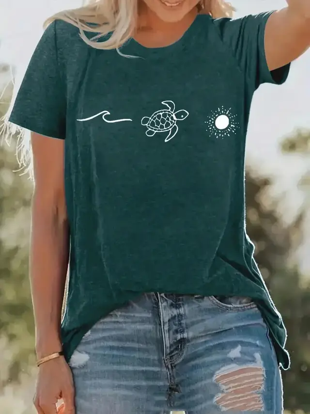 Multicolor Printing Round Neck Short Sleeve T shirt Nt01Yn13 - Shop at LoveMi