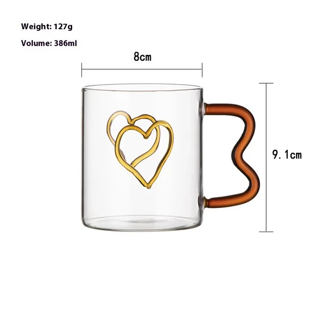 Amber yellow Glass Handle Cup Milk Thickening Brown Handle Love Glass - Shop at LoveMi