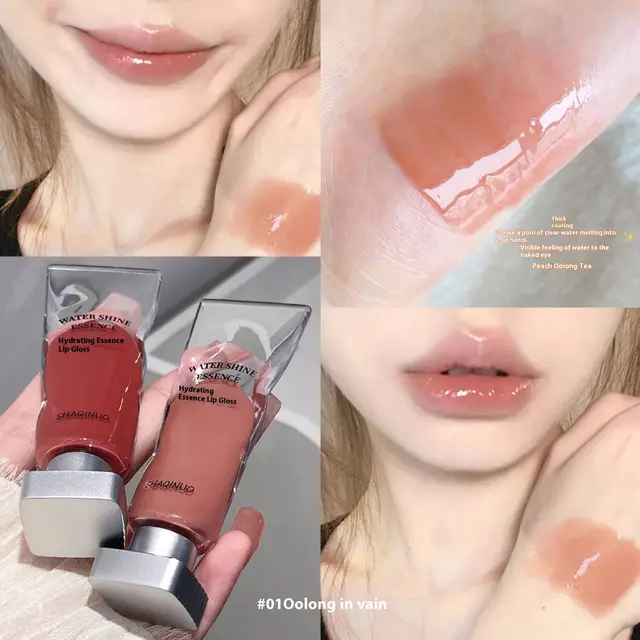 Clear Glass Mirror Lip Lacquer Moisturizing 01 Oolong White Open - Shop at LoveMi