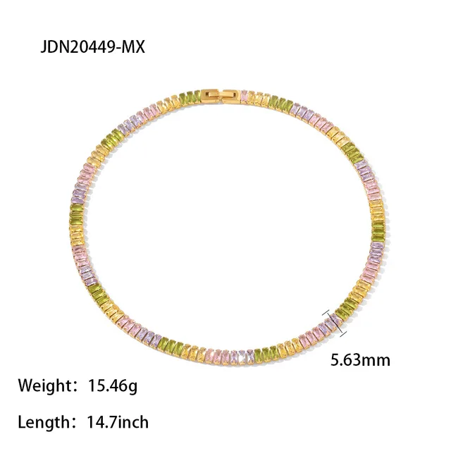 French Retro Square Cubic Zircon Bracelet Necklace For Women Jdn20449Mx - Shop at LoveMi
