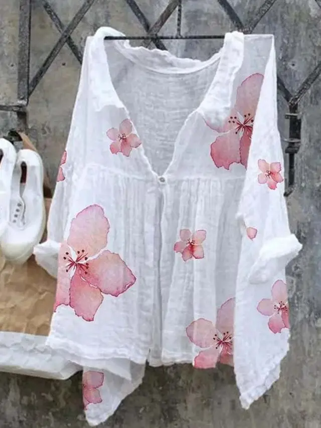 Cross border Fashion Women's Shirt Natural Landscape Avatar Print B42Sk8C202412118 - Shop at LoveMi