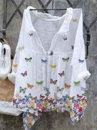 Cross-border Fashion Women's Shirt Natural Landscape Avatar Print - B42Sk8C20241211B