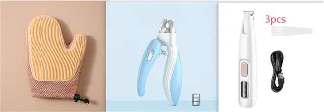 Pets Dog Paw Trimmer With LED Light Fully Waterproof Pet Hair Trimmer With LED Display Dog Clippers For Grooming Widen Blade White Set2 - Shop at LoveMi
