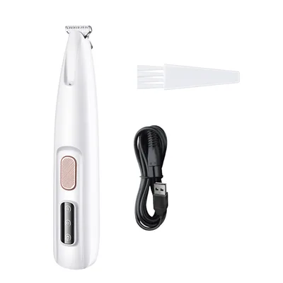 Pets Dog Paw Trimmer With LED Light Fully Waterproof Pet Hair Trimmer With LED Display Dog Clippers For Grooming Widen Blade White - Shop at LoveMi