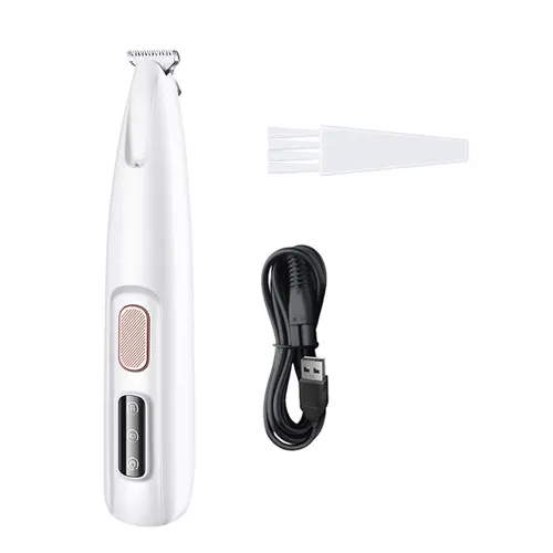 Pets Dog Paw Trimmer With LED Light Fully Waterproof Pet Hair Trimmer With LED Display Dog Clippers For Grooming Widen Blade White - Shop at LoveMi