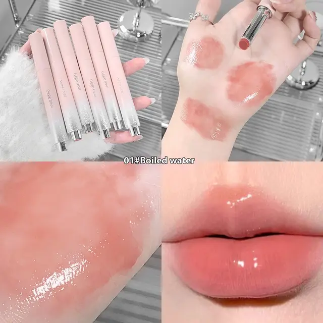 Solid Lip Gloss Water Light Mirror Press Lipstick 01 Boiled Water - Shop at LoveMi