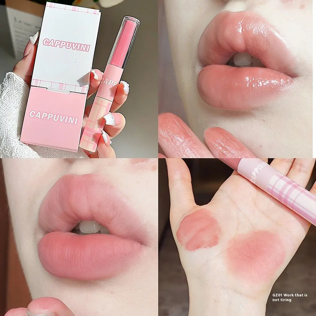 Double-headed Lip Lacquer Mirror Water Light Student Beauty Lipstick - 01 Not Tired Work - View 1