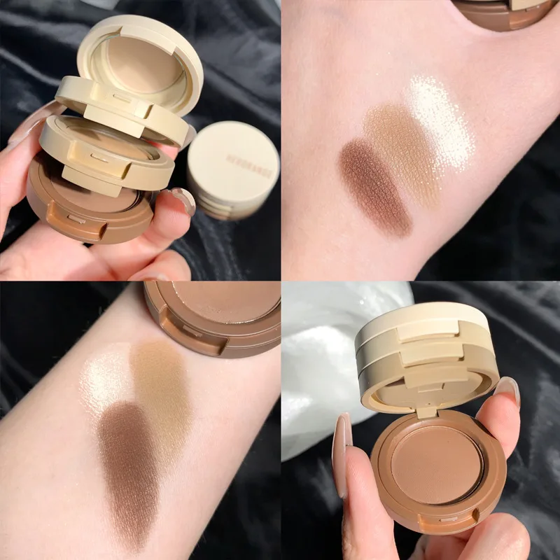 Light Wind Floating 3 color Earth Color Eye Shadow Plate 05 Tea Brown Milk Coffee - Shop at LoveMi