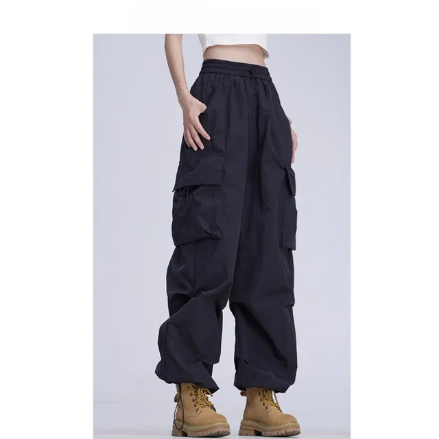 American Drawstring Loose Casual Pants Black - Shop at LoveMi