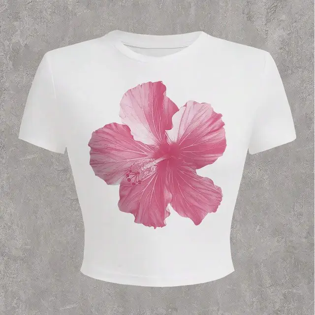 Summer Women's Slim Fit Fashion Short Sleeve T shirt Top Plum Blossom - Shop at LoveMi