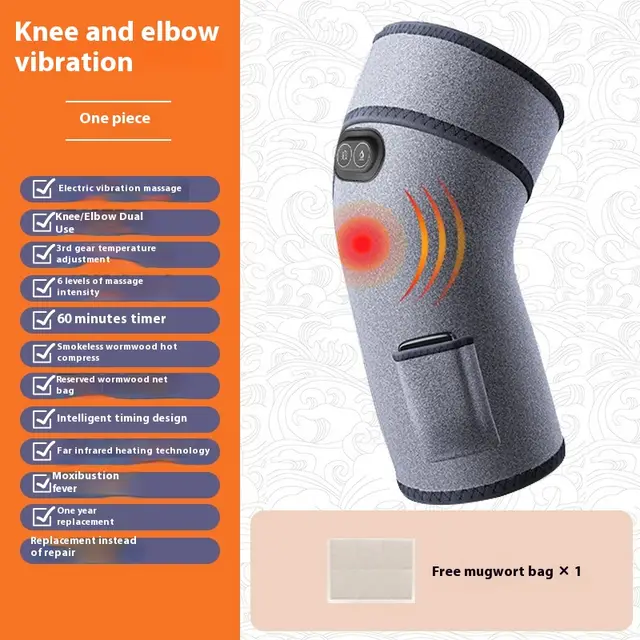 Electric Heating Physiotherapy Knee Pad Joint Hot Compress Warm Massage Instrument Gray Single Hot Compress - Shop at LoveMi