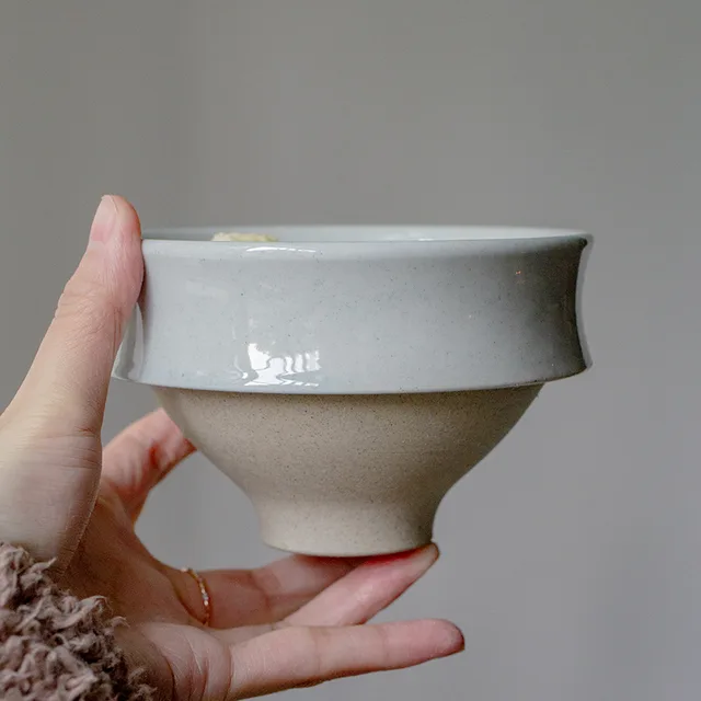 Solid Color Japanese Round Tall Bowl Personality Blue - Shop at LoveMi