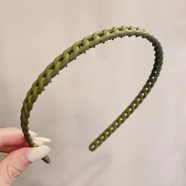 Summer Toothed Non slip Hair Fixer Simple Headband Chain Clause Green - Shop at LoveMi