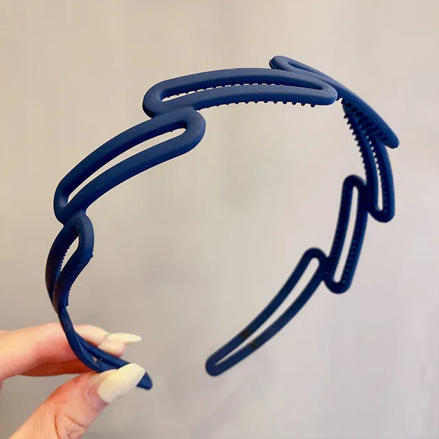 Summer Toothed Non slip Hair Fixer Simple Headband Ring Navy Blue - Shop at LoveMi