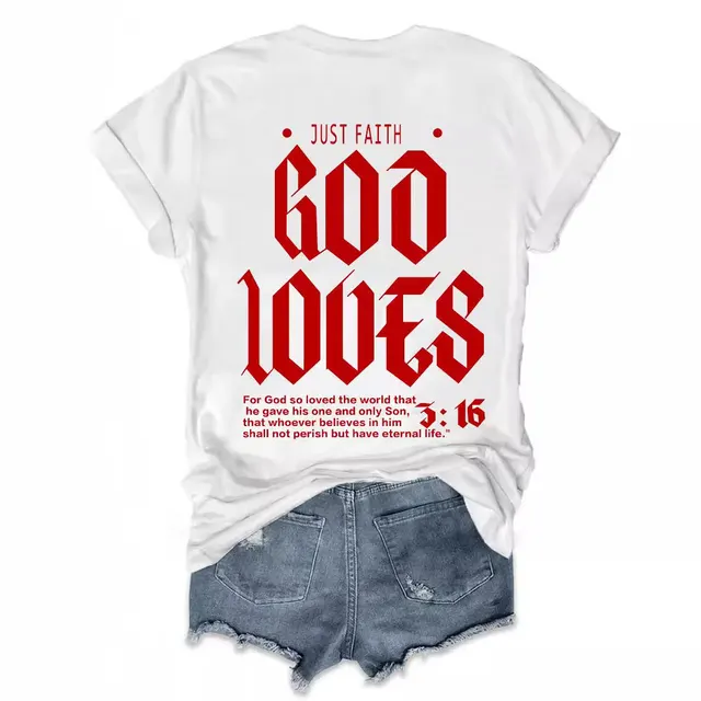 Men's Shirt Round Neck Letter Print Short Sleeve T shirt White - Shop at LoveMi