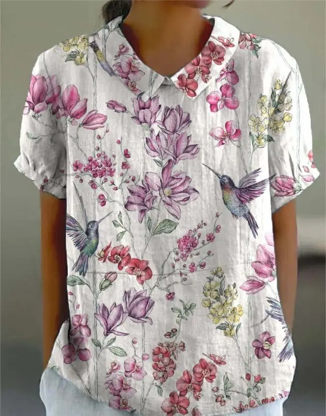 Summer Lapels Short Sleeve Elegant European And American Style Women Top 1 D758 - Shop at LoveMi