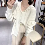 Hooded Sweater Women's Design Long Sleeve Wear Soft Glutinous - White