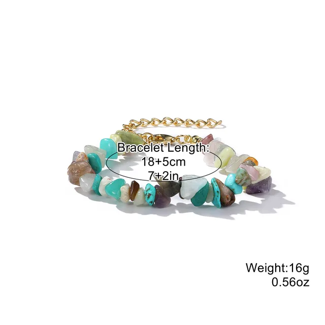 Natural Stone Bohemian Color Gravel Bracelet S221112 Colorful Stone - Shop at LoveMi