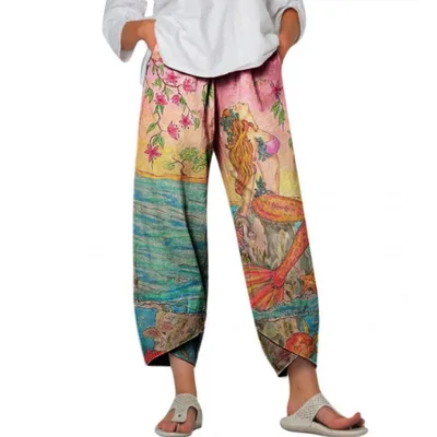 Bamboo Spring Loose Fashion Digital Printing Casual Summer Pants Tz01E23741630 L - Shop at LoveMi
