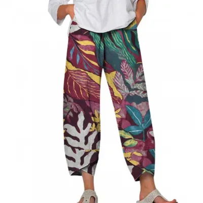 Bamboo Spring Loose Fashion Digital Printing Casual Summer Pants Tz01T20235456 L - Shop at LoveMi