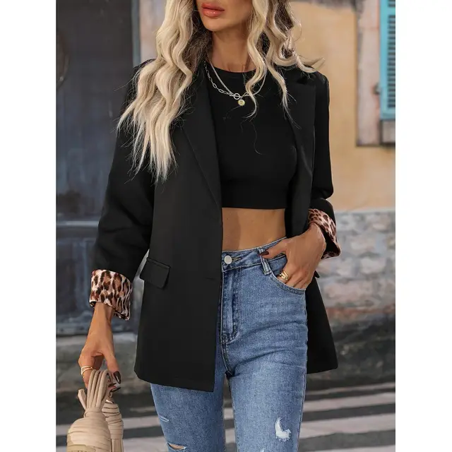 Design Sense Casual Small Suit Long Sleeve Coat Black - Shop at LoveMi