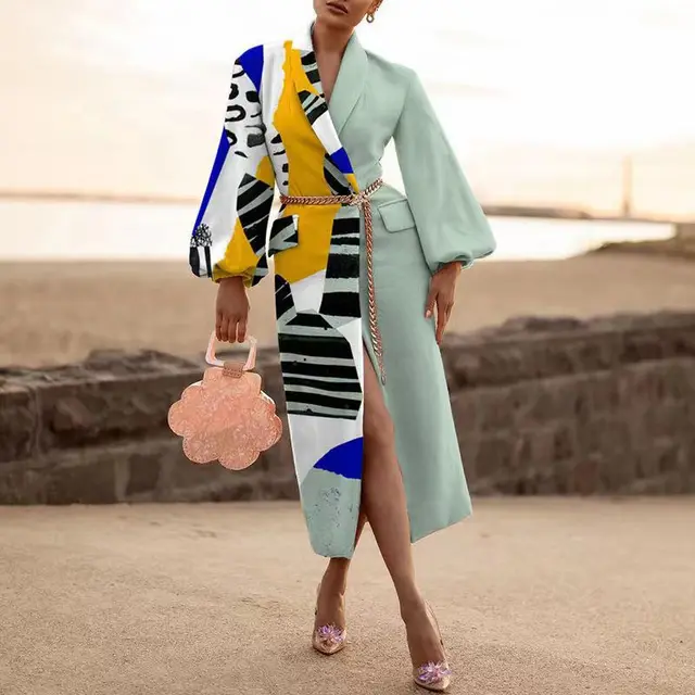 Lapel Long Sleeve Fashion Casual Woolen Warm Coat Sky Blue - Shop at LoveMi