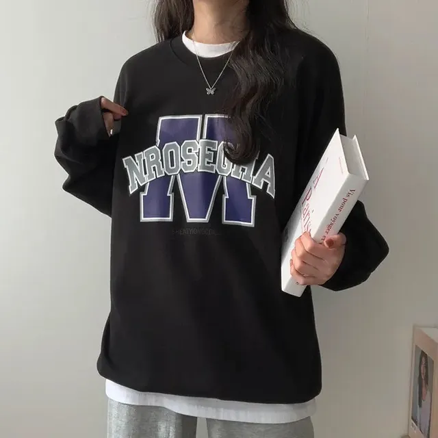 Korean Style Loose Sports Brushed Hoody 5036A Black Plus Velvet - Shop at LoveMi
