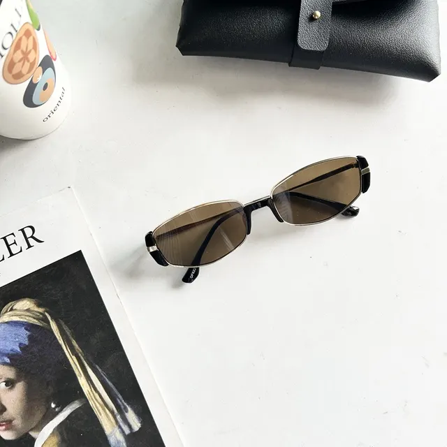 Retro Metal Oval Cats' Eye Sunglasses Female UV Sun Glasses Gold Frame Tea Lens - Shop at LoveMi