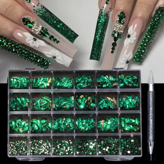 Manicure 24 Grid Diamond Jewelry Suit - 03 Dark Green