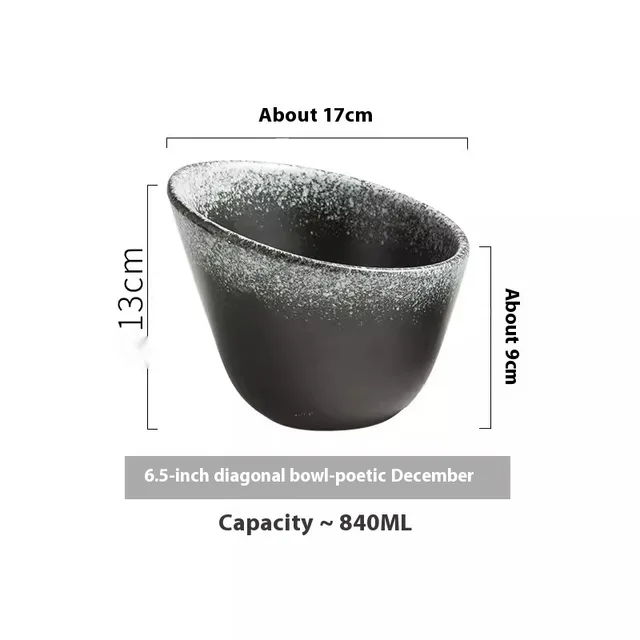 Household Salad Fruit Retro Creative Ceramic Oblique Bowl Oblique Bowl Lunar December - Shop at LoveMi
