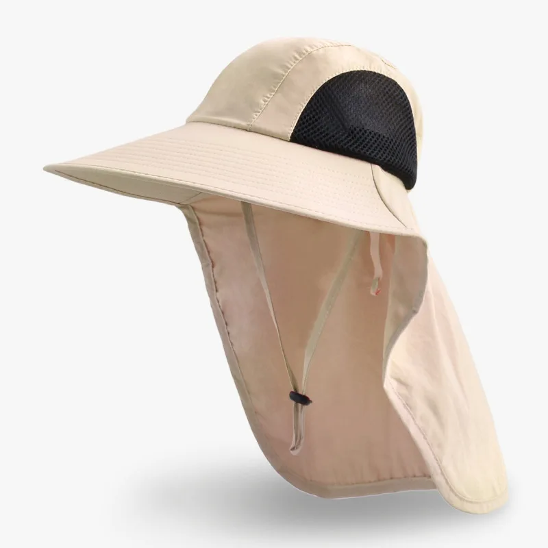 Mesh Breathable Big Brim Summer Outdoor Sunshade Sun Protection Hat Children Beige - Shop at LoveMi