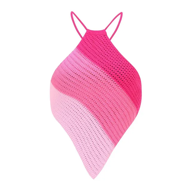 Lace up Women's Tube Top Beach Halter Knitted Sling Pink Kuose - Shop at LoveMi