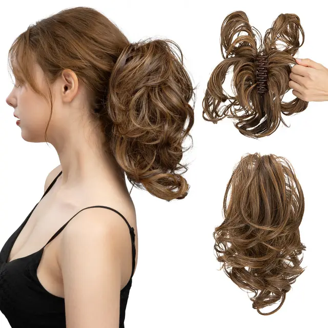 Wig Grip Ponytail Short Female Adjustable Fluffy Natural Short 6H27 - Shop at LoveMi