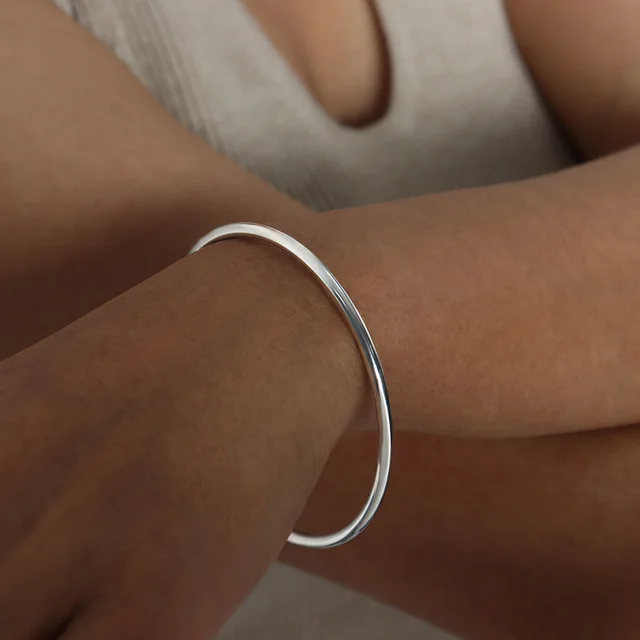 Women's French Colorless Retro Plain Ring Bracelet Silver - Shop at LoveMi