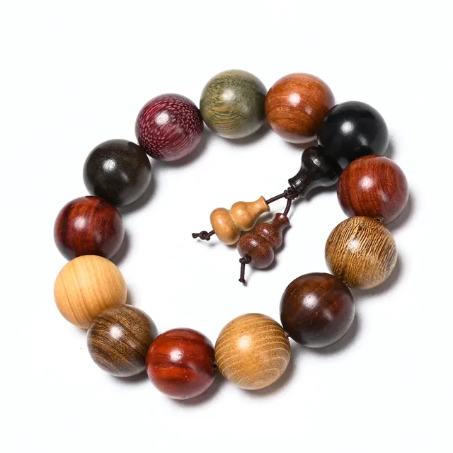National Style Wooden Beaded Bracelet Bracelets 18Mm × 13 Seiko Holes - Shop at LoveMi