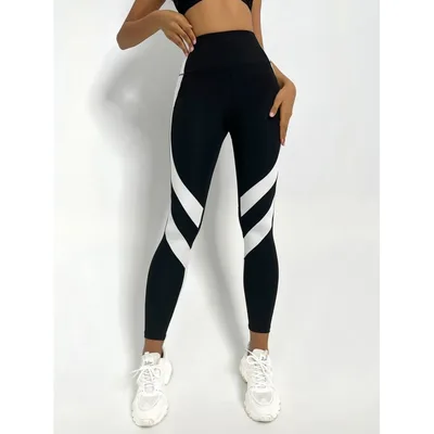 Women's Minimalist And Versatile Patchwork High Waisted Yoga Pants White - Shop at LoveMi