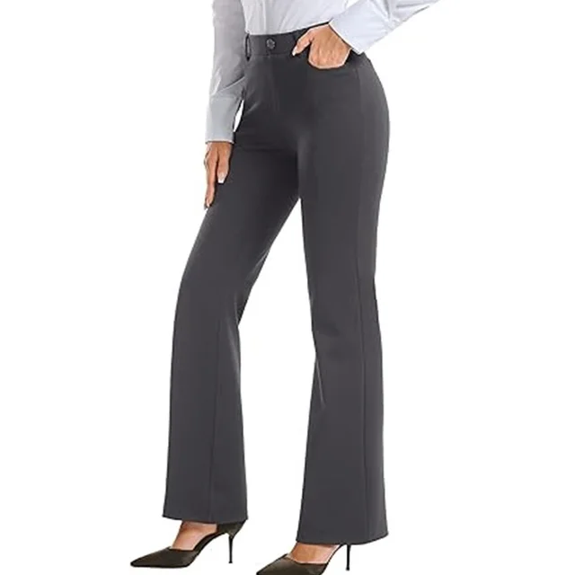 Ladies Belt Pocket Slip on Regular Casual Pants Gray - Shop at LoveMi