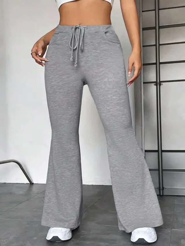 European And American Stitching Yoga Exercise Pants Outdoor Casual Flared Pants Gray - Shop at LoveMi