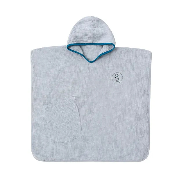 Cotton Gauze Children Can Wear Hooded Hooded Bath Towel Gray Pocket - Shop at LoveMi