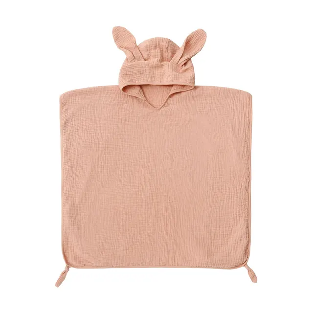 Cotton Gauze Children Can Wear Hooded Hooded Bath Towel Lotus Root Starch Rabbit Ears - Shop at LoveMi