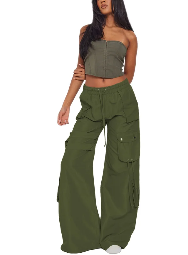 American Niche Retro Casual Pocket Horn Overalls Army Green - Shop at LoveMi