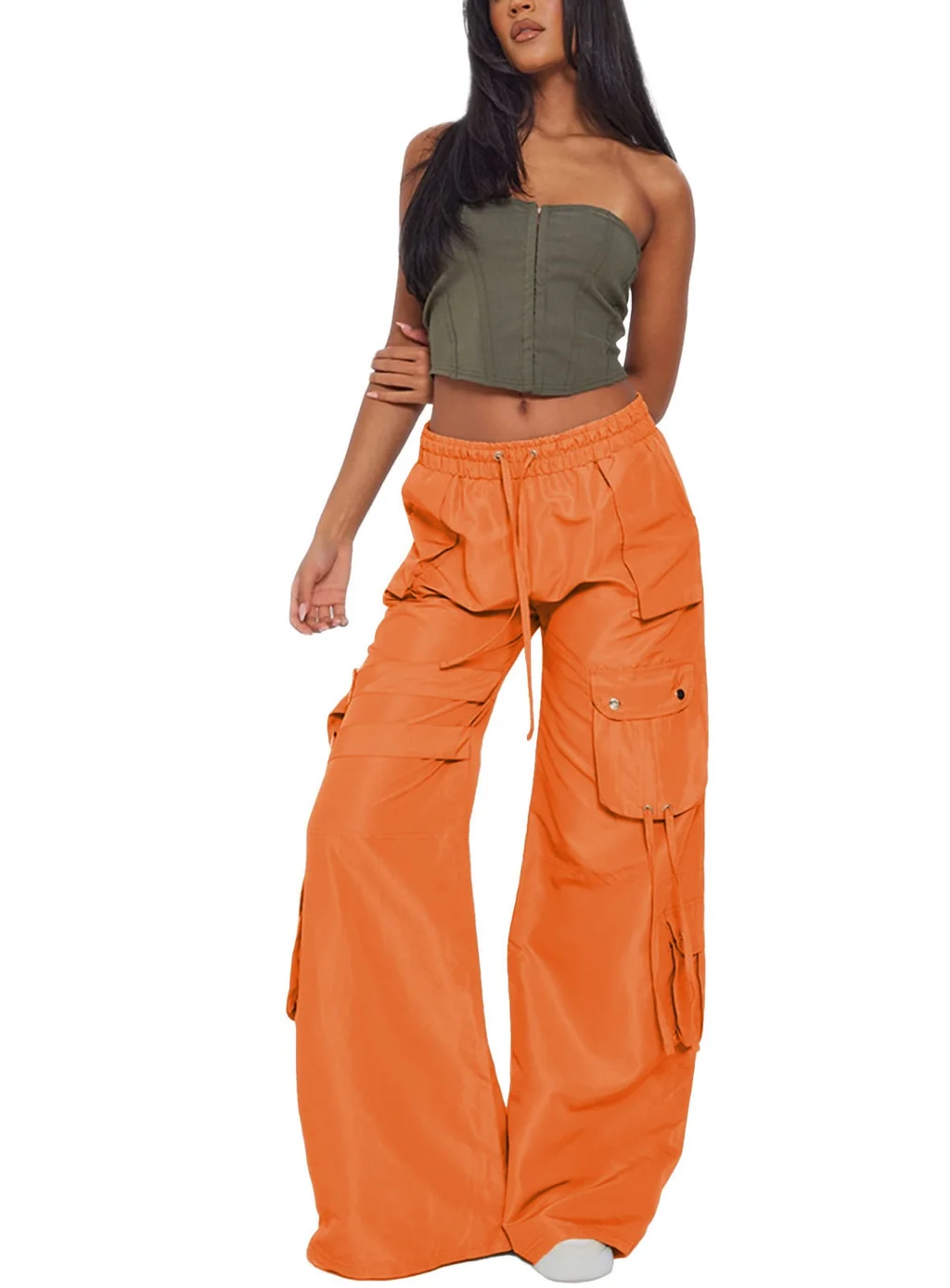 American Niche Retro Casual Pocket Horn Overalls - Orange