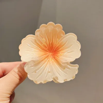 Gradient Color Curly Heart Flower Barrettes Large Headdress Orange 8Cm - Shop at LoveMi