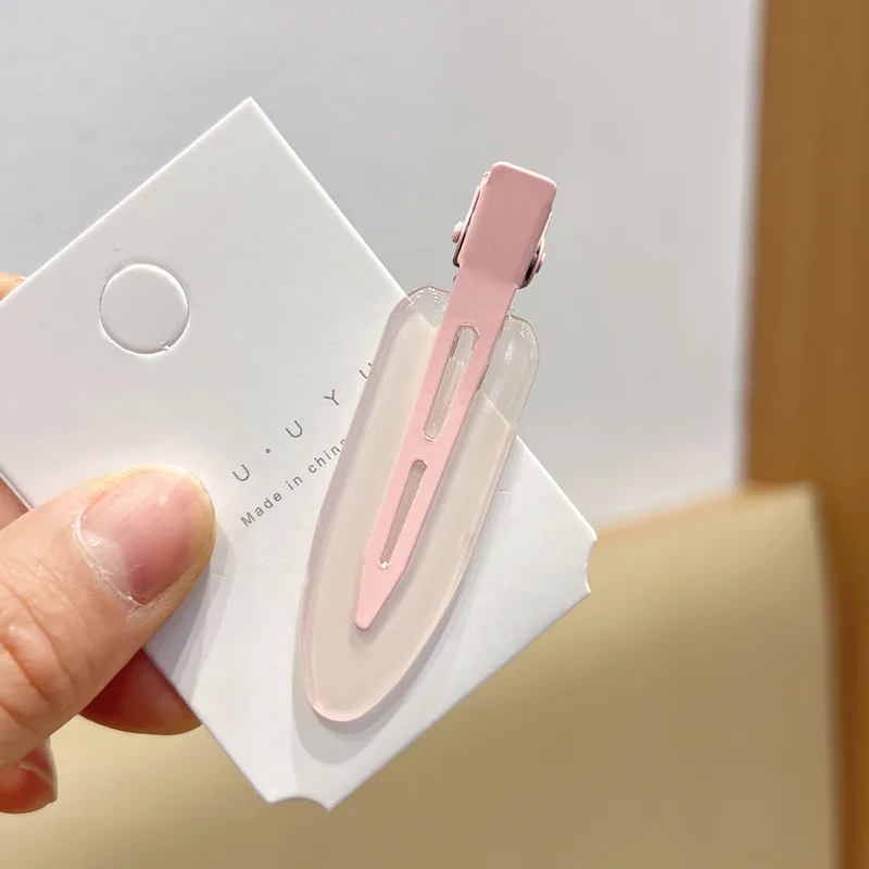 Candy Color Seamless Female Side Fringe Hairpin Ld522 Transparent Light Pink - Shop at LoveMi