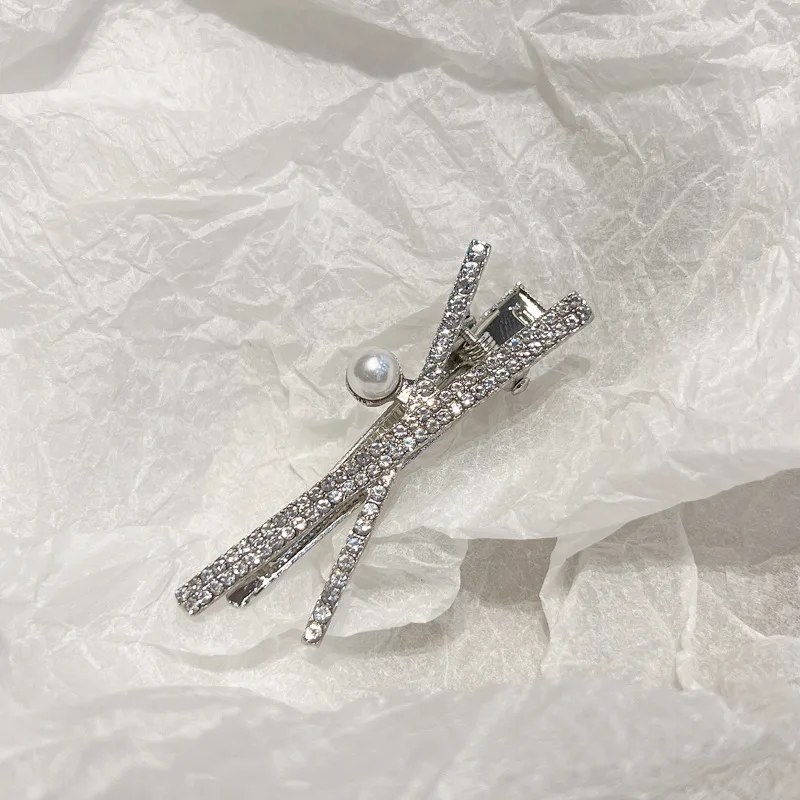 Fashion Silver Cross X shaped Rhinestone Barrettes Women Ld524 Silver - Shop at LoveMi