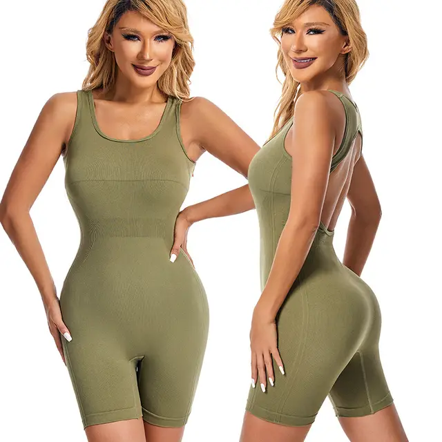 Sports Jumpsuit Hip Lifting Backless Women Elastic Olive Green - Shop at LoveMi