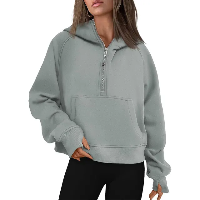 Fall Winter Hooded Zipper Thickening Sweater Light Green - Shop at LoveMi