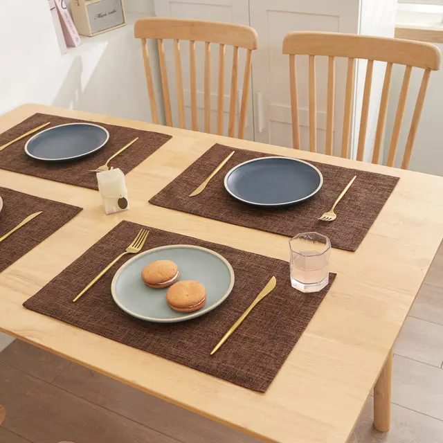 Linen Dining table Cover Heat Insulation And Anti scald Dark Brown - Shop at LoveMi